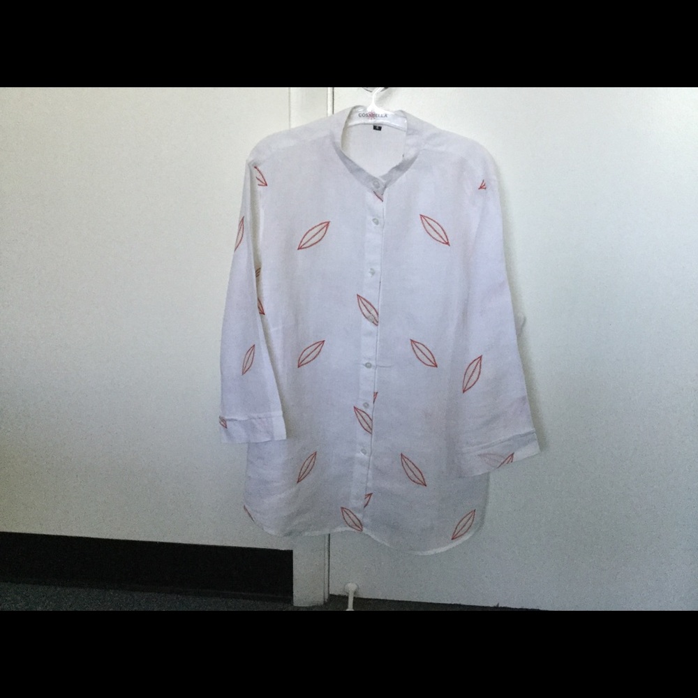 3/4 sleeves 100% linen shirt plume